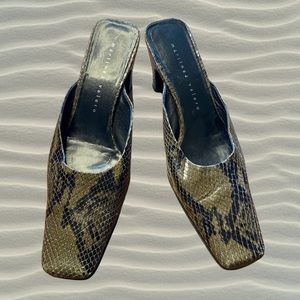 Martinez Valero Snake Skin Leather Heeled Mule Style Sandals/Shoes - Size 8